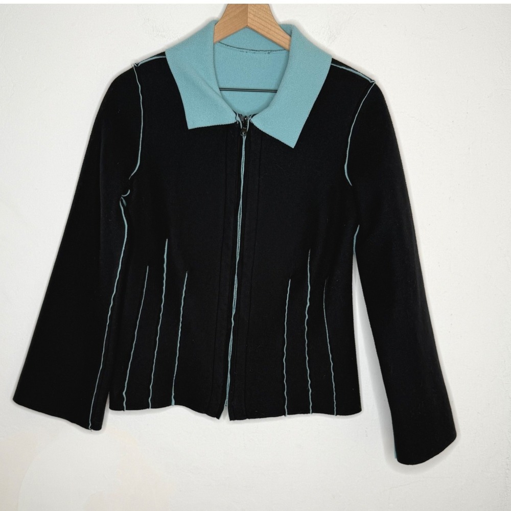 Maralyce Ferree Vintage Fleece Jacket Blue Black Reversible Small Zip Gorpcore